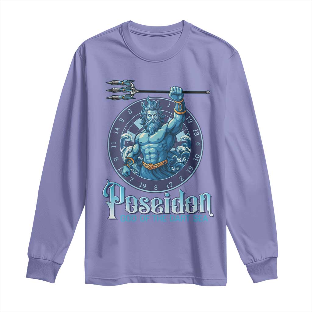 Ancient Greek Mythology Poseidon Dartist Long Sleeve Shirt God Of The Dart Sea Trident TS12 Violet Print Your Wear