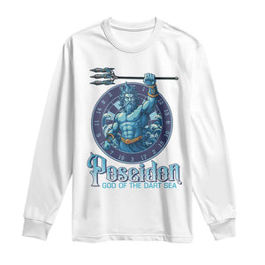Ancient Greek Mythology Poseidon Dartist Long Sleeve Shirt God Of The Dart Sea Trident TS12 White Print Your Wear
