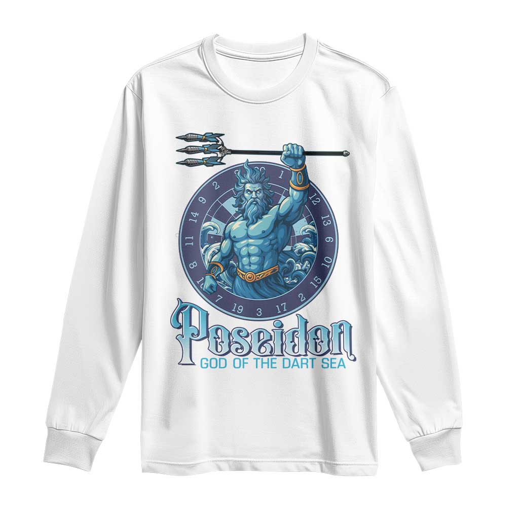 Ancient Greek Mythology Poseidon Dartist Long Sleeve Shirt God Of The Dart Sea Trident TS12 White Print Your Wear