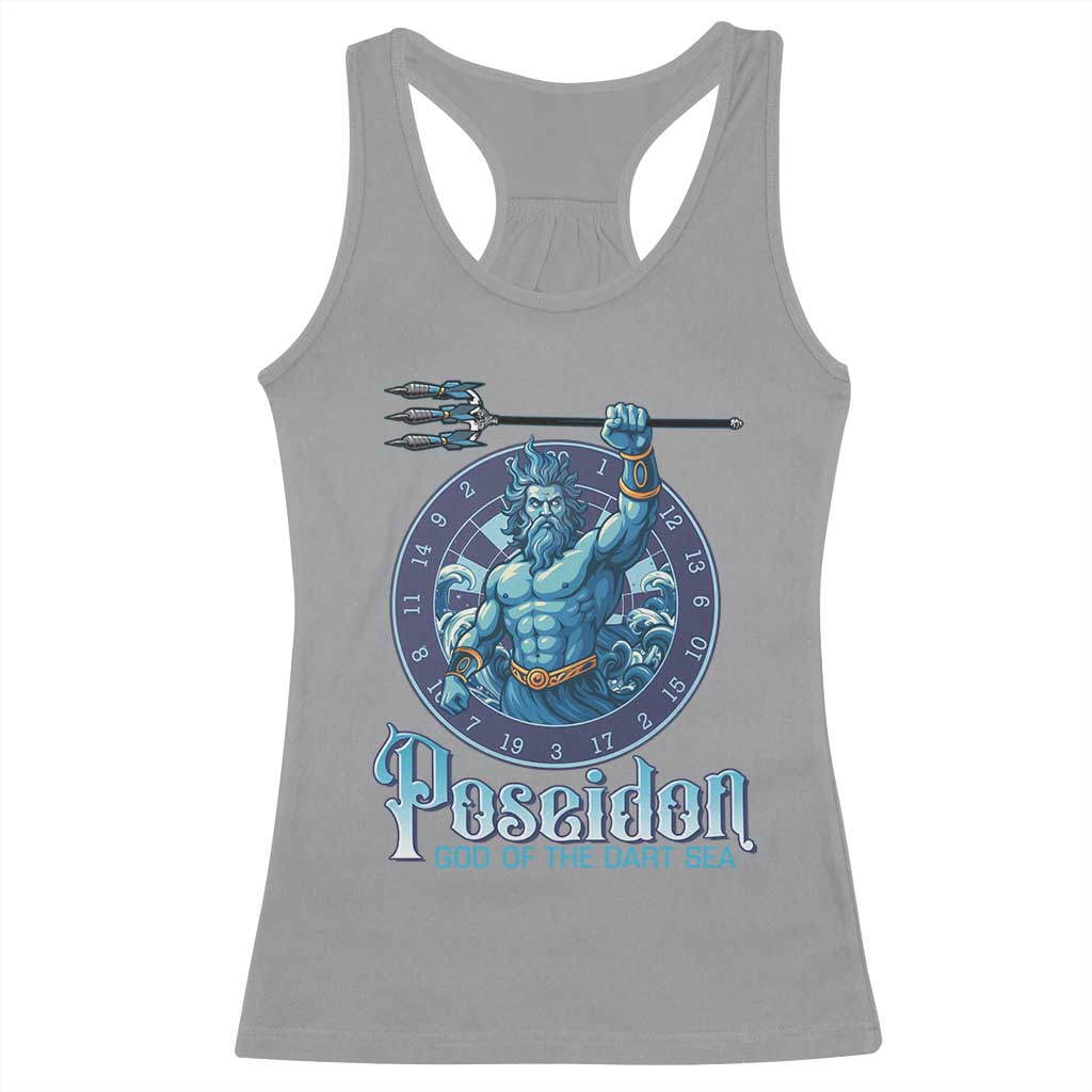 Ancient Greek Mythology Poseidon Dartist Racerback Tank Top God Of The Dart Sea Trident TS12 Sport Gray Print Your Wear