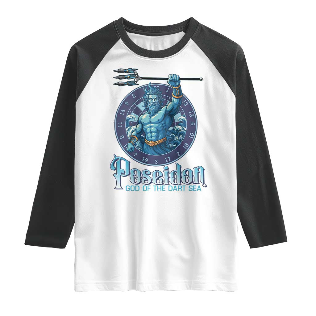 Ancient Greek Mythology Poseidon Dartist Raglan Shirt God Of The Dart Sea Trident TS12 White Black Print Your Wear