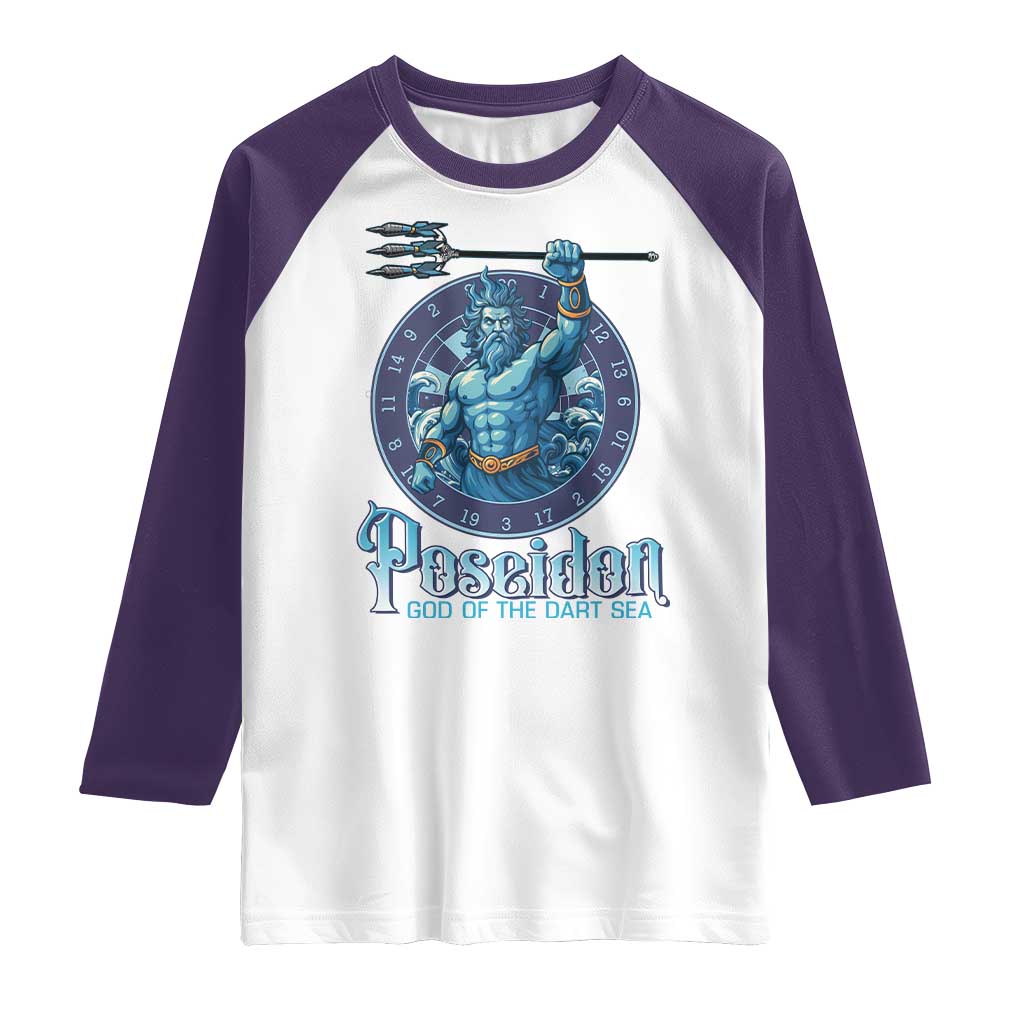Ancient Greek Mythology Poseidon Dartist Raglan Shirt God Of The Dart Sea Trident TS12 White Purple Print Your Wear