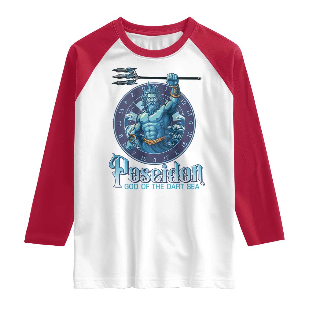Ancient Greek Mythology Poseidon Dartist Raglan Shirt God Of The Dart Sea Trident TS12 White Red Print Your Wear