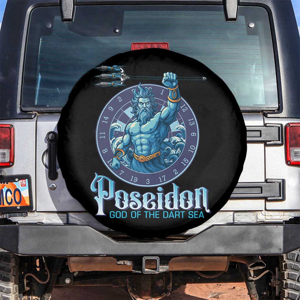 Ancient Greek Mythology Poseidon Dartist Spare Tire Cover God Of The Dart Sea Trident TS12 No hole White Print Your Wear