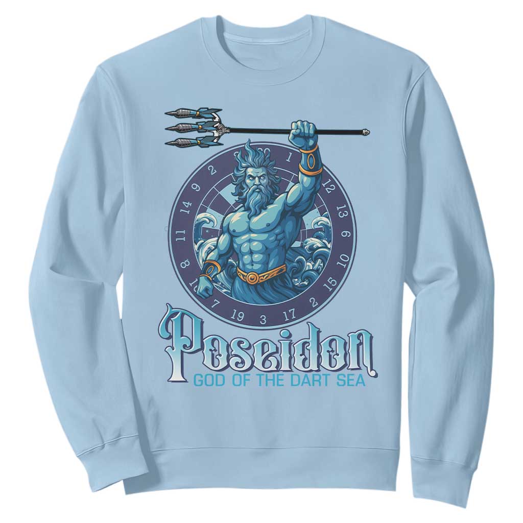 Ancient Greek Mythology Poseidon Dartist Sweatshirt God Of The Dart Sea Trident TS12 Light Blue Print Your Wear