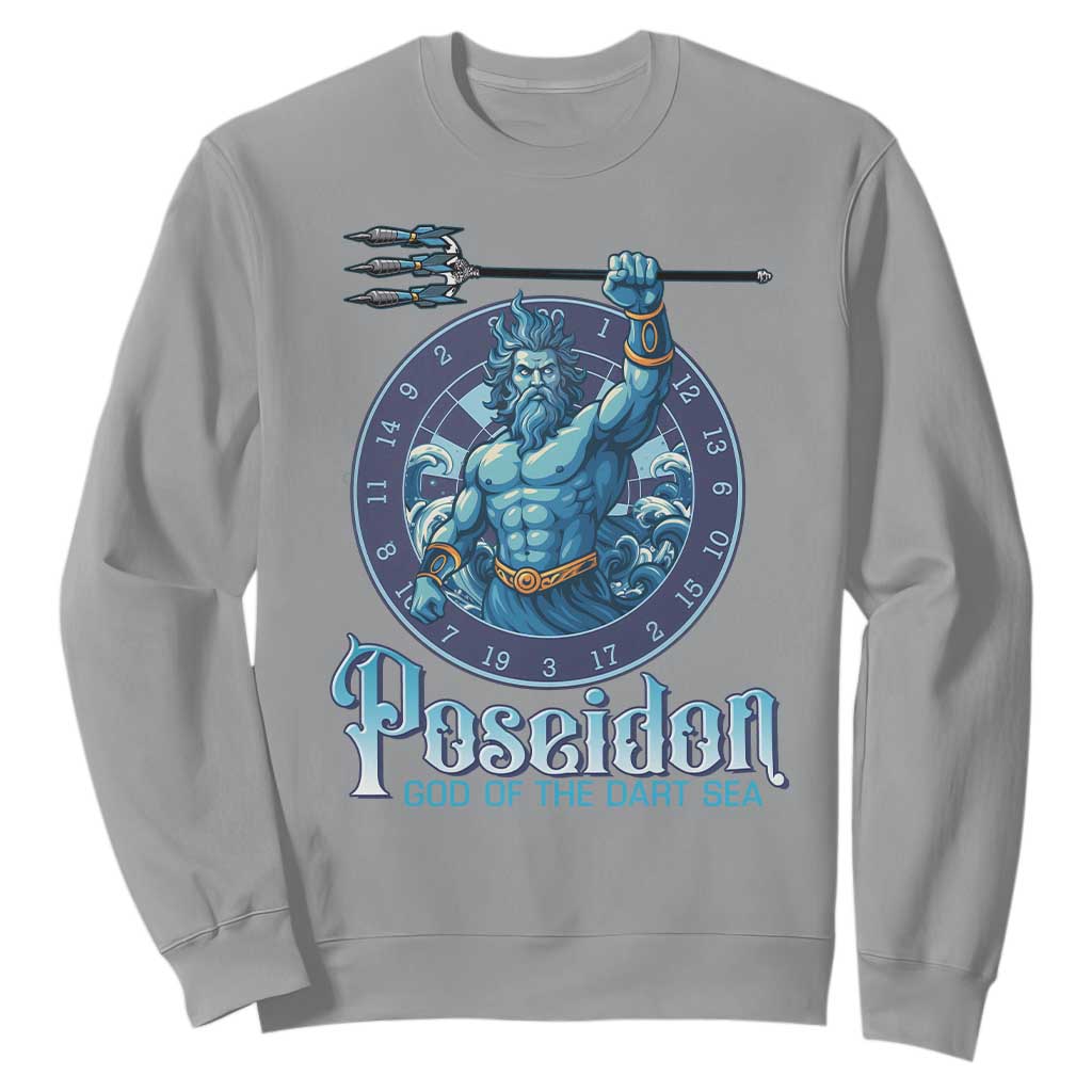 Ancient Greek Mythology Poseidon Dartist Sweatshirt God Of The Dart Sea Trident TS12 Sport Gray Print Your Wear