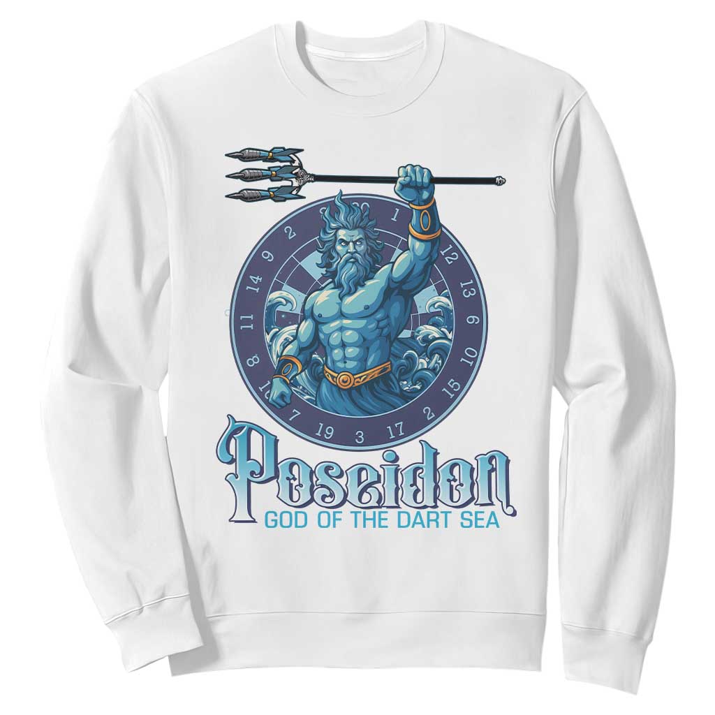 Ancient Greek Mythology Poseidon Dartist Sweatshirt God Of The Dart Sea Trident TS12 White Print Your Wear
