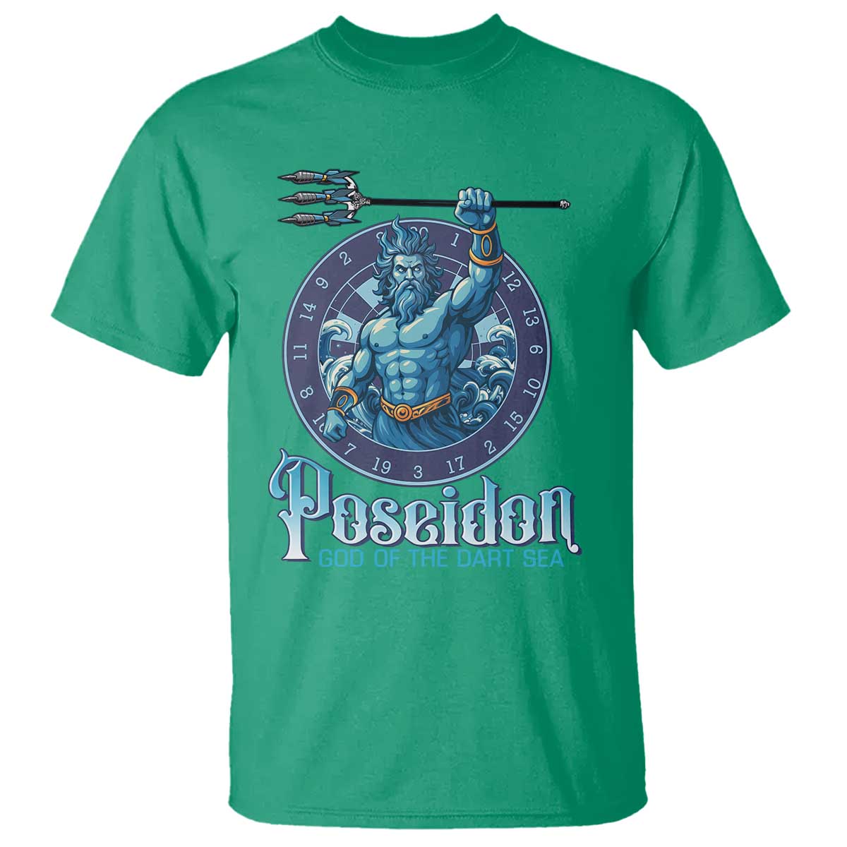 Ancient Greek Mythology Poseidon Dartist T Shirt God Of The Dart Sea Trident TS12 Irish Green Print Your Wear