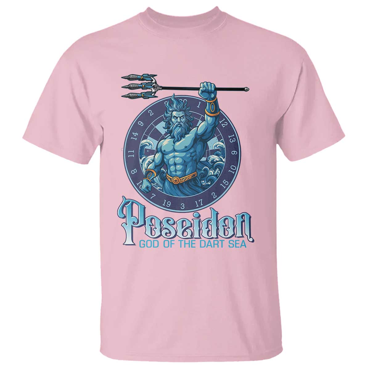Ancient Greek Mythology Poseidon Dartist T Shirt God Of The Dart Sea Trident TS12 Light Pink Print Your Wear
