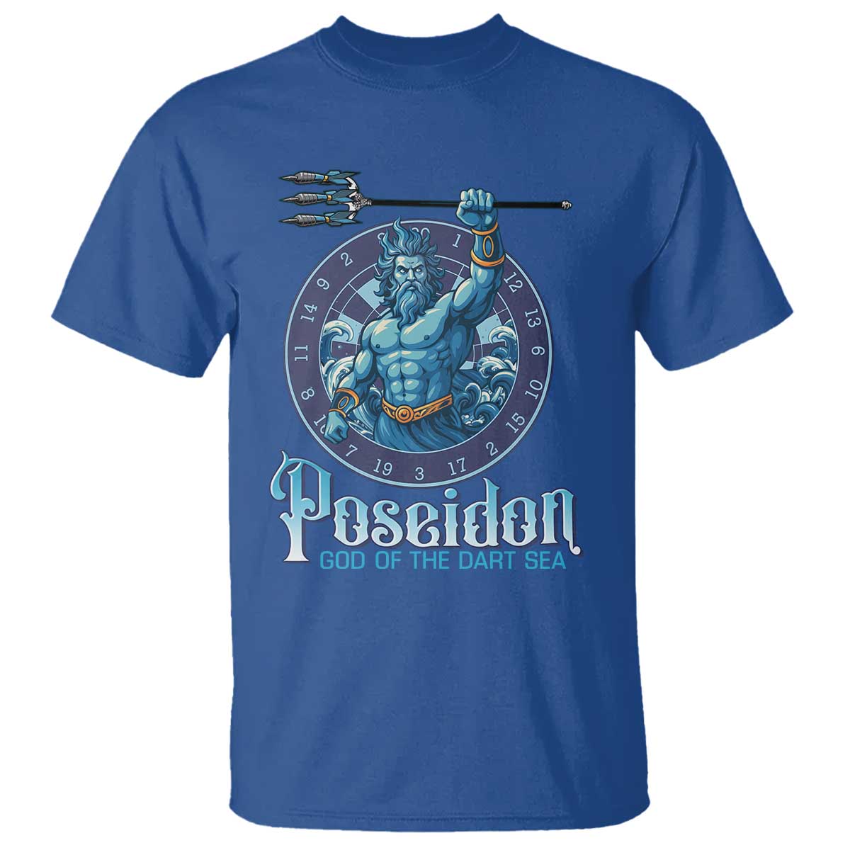 Ancient Greek Mythology Poseidon Dartist T Shirt God Of The Dart Sea Trident TS12 Royal Blue Print Your Wear