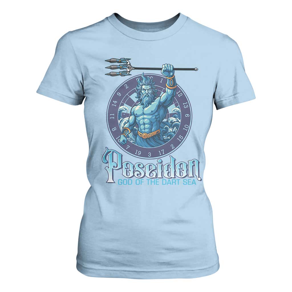 Ancient Greek Mythology Poseidon Dartist T Shirt For Women God Of The Dart Sea Trident TS12 Light Blue Print Your Wear