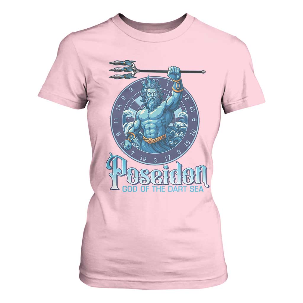 Ancient Greek Mythology Poseidon Dartist T Shirt For Women God Of The Dart Sea Trident TS12 Light Pink Print Your Wear