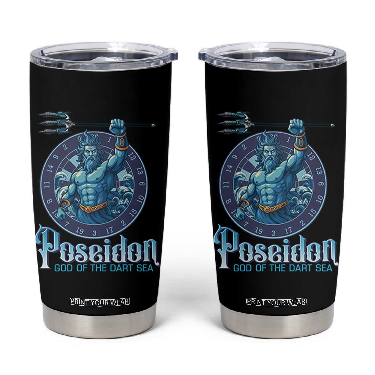 Ancient Greek Mythology Poseidon Dartist Tumbler Cup God Of The Dart Sea Trident TS12 Black Print Your Wear