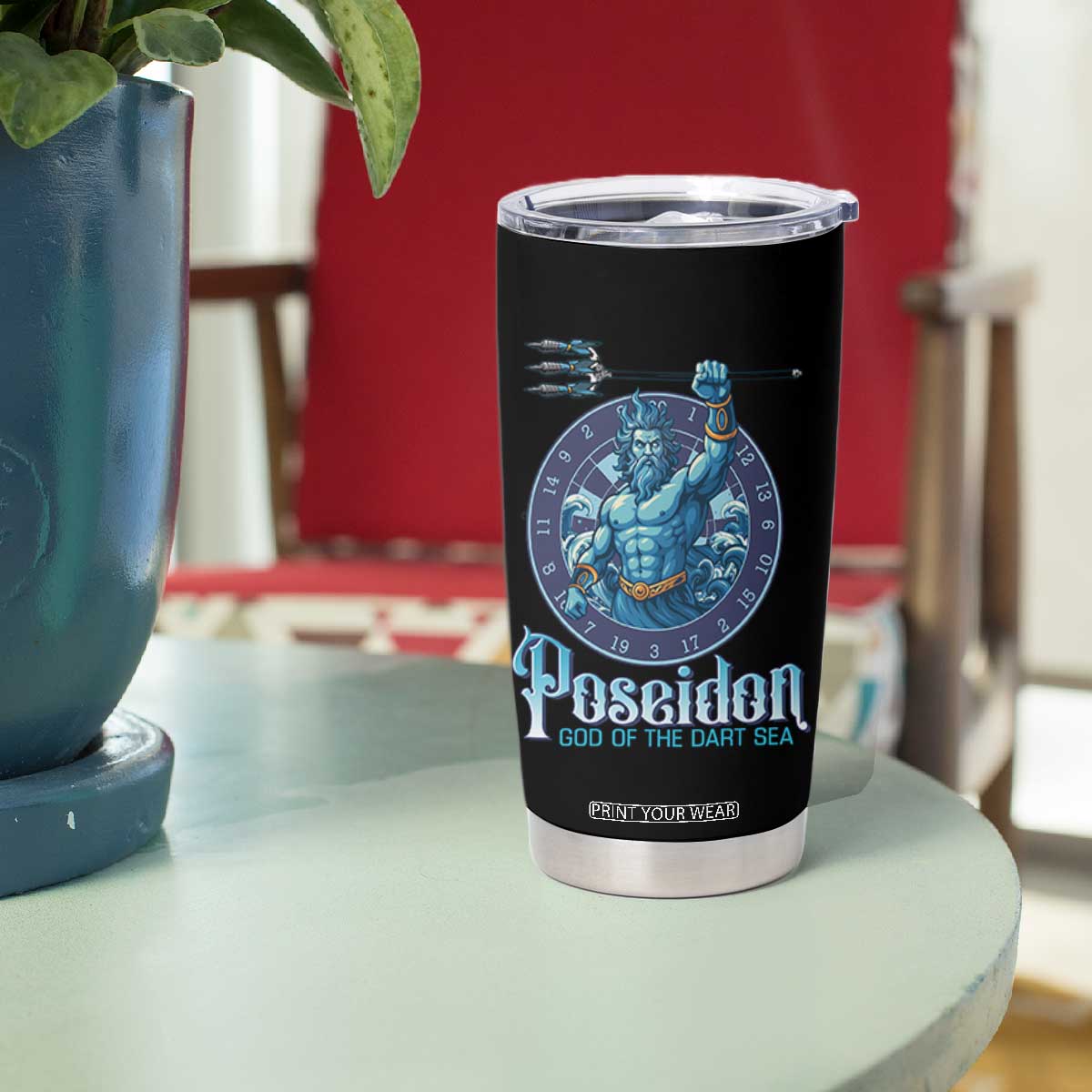 Ancient Greek Mythology Poseidon Dartist Tumbler Cup God Of The Dart Sea Trident TS12 Print Your Wear