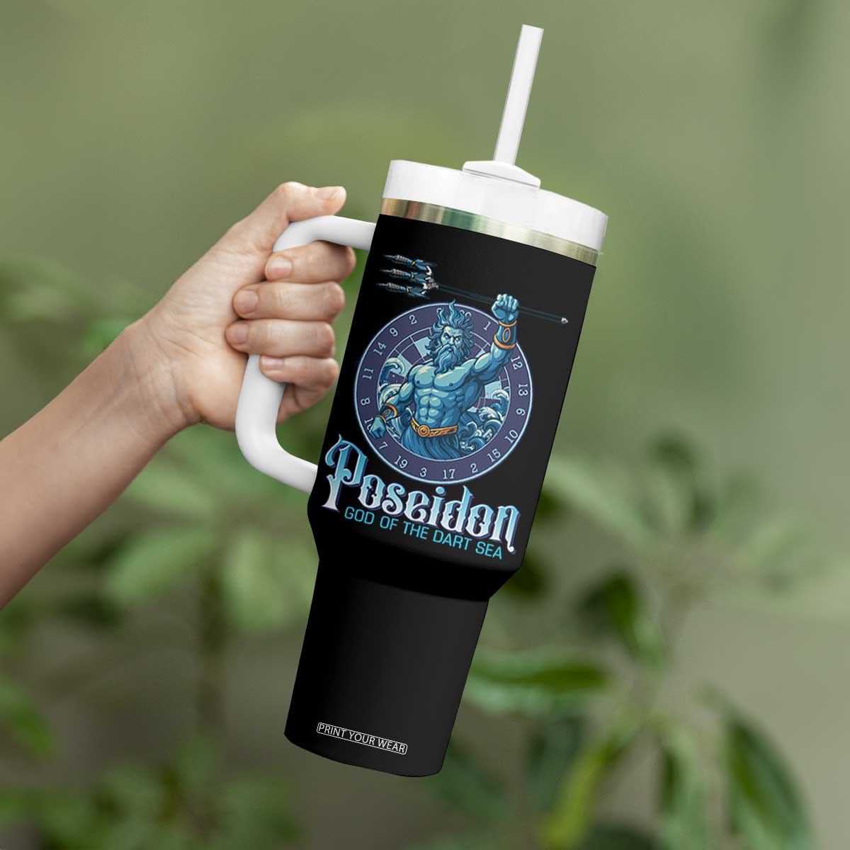 Ancient Greek Mythology Poseidon Dartist Tumbler With Handle God Of The Dart Sea Trident TS12 Print Your Wear