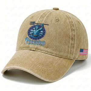 Ancient Greek Mythology Poseidon Dartist Washed Cotton Baseball Cap God Of The Dart Sea Trident TS12 Print Your Wear