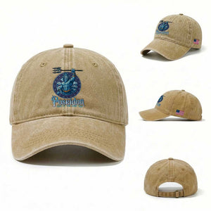 Ancient Greek Mythology Poseidon Dartist Washed Cotton Baseball Cap God Of The Dart Sea Trident TS12 Washed Cap Universal Fit Khaki Print Your Wear
