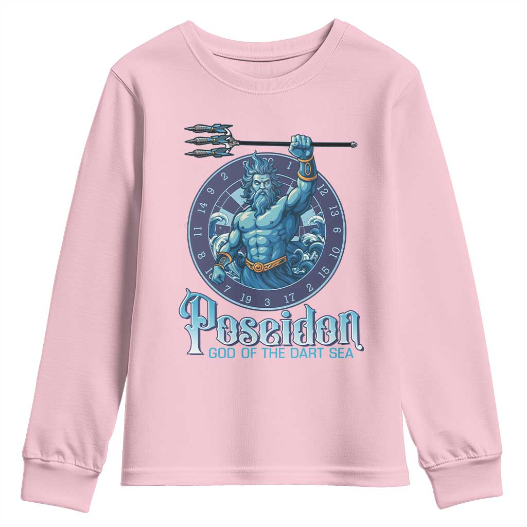 Ancient Greek Mythology Poseidon Dartist Youth Sweatshirt God Of The Dart Sea Trident TS12 Light Pink Print Your Wear
