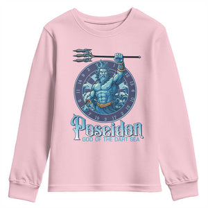 Ancient Greek Mythology Poseidon Dartist Youth Sweatshirt God Of The Dart Sea Trident TS12 Light Pink Print Your Wear