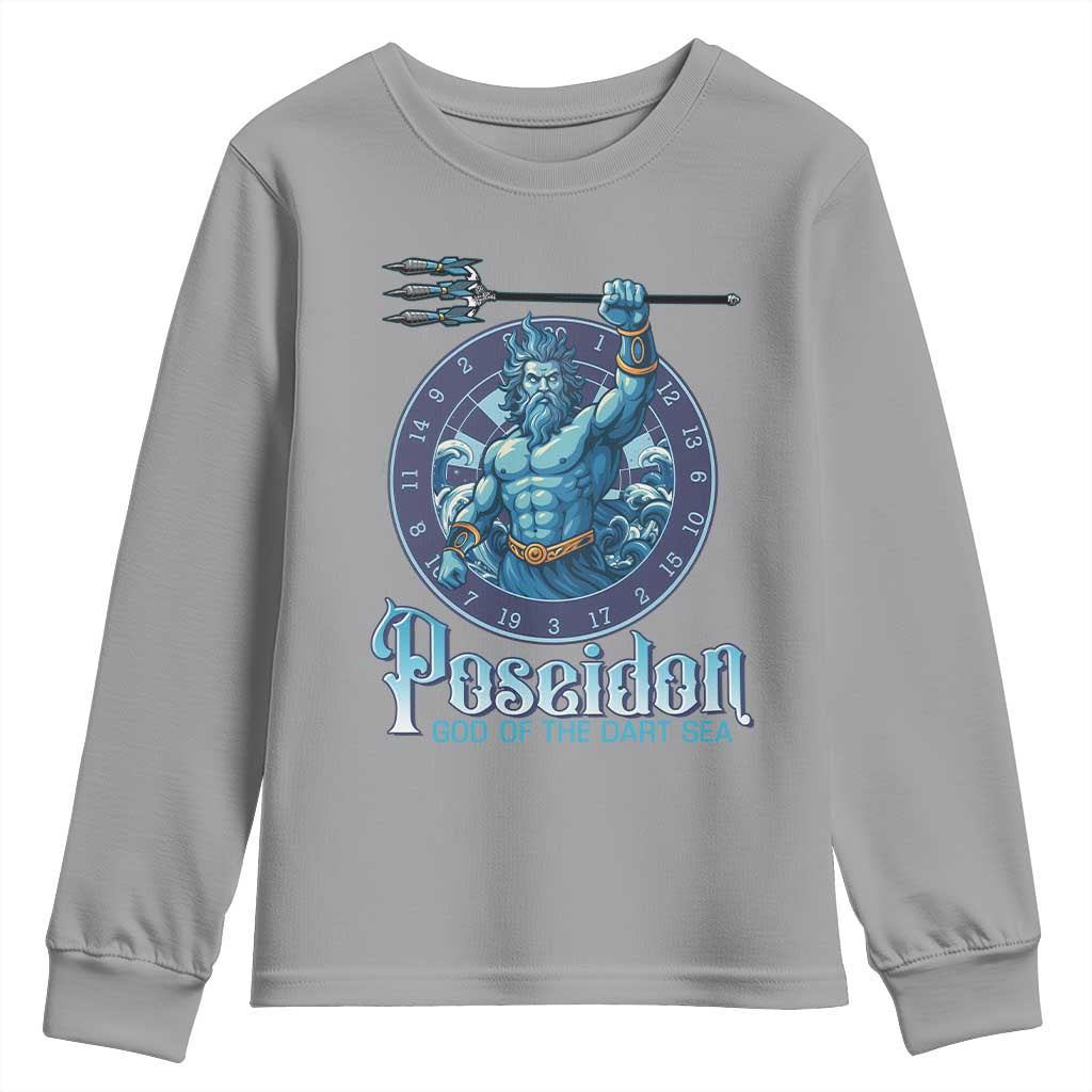Ancient Greek Mythology Poseidon Dartist Youth Sweatshirt God Of The Dart Sea Trident TS12 Sport Gray Print Your Wear