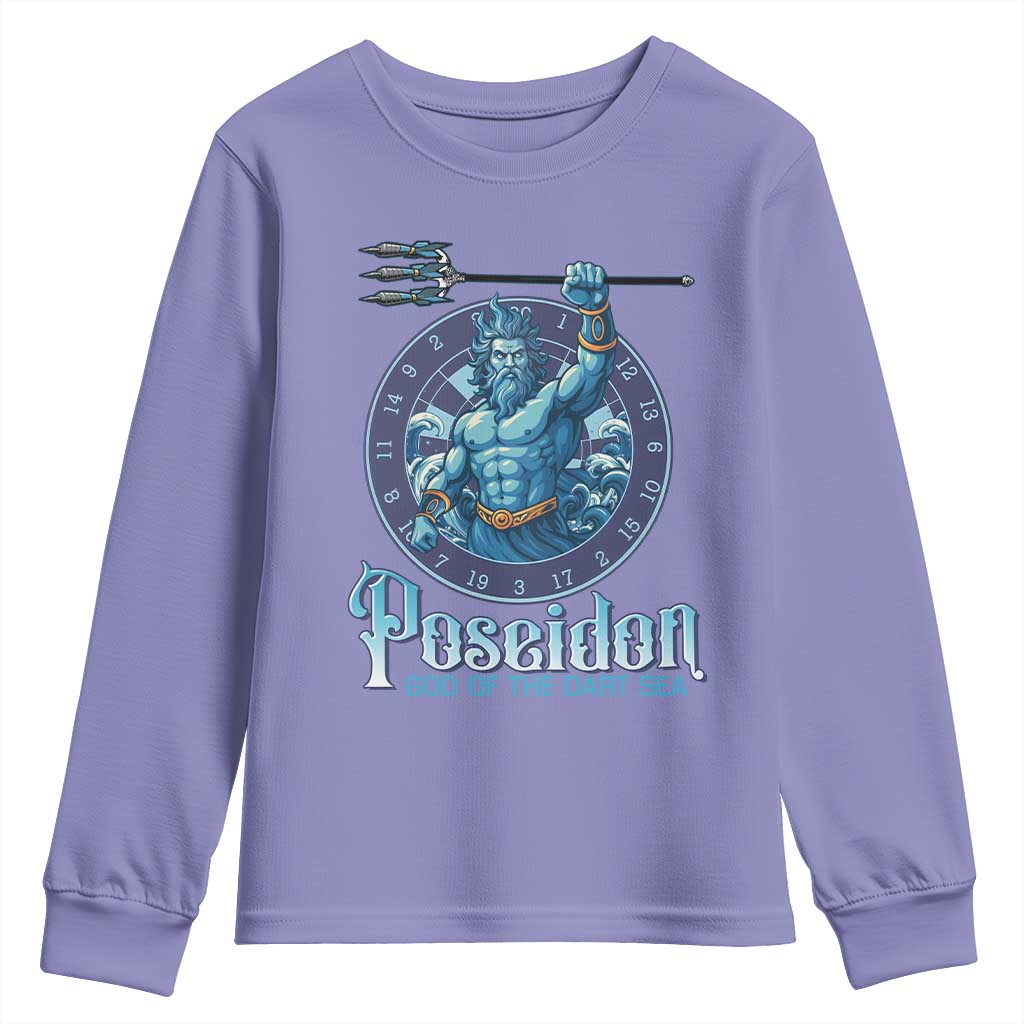 Ancient Greek Mythology Poseidon Dartist Youth Sweatshirt God Of The Dart Sea Trident TS12 Violet Print Your Wear
