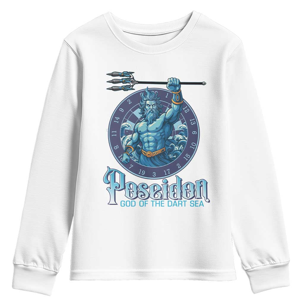 Ancient Greek Mythology Poseidon Dartist Youth Sweatshirt God Of The Dart Sea Trident TS12 White Print Your Wear