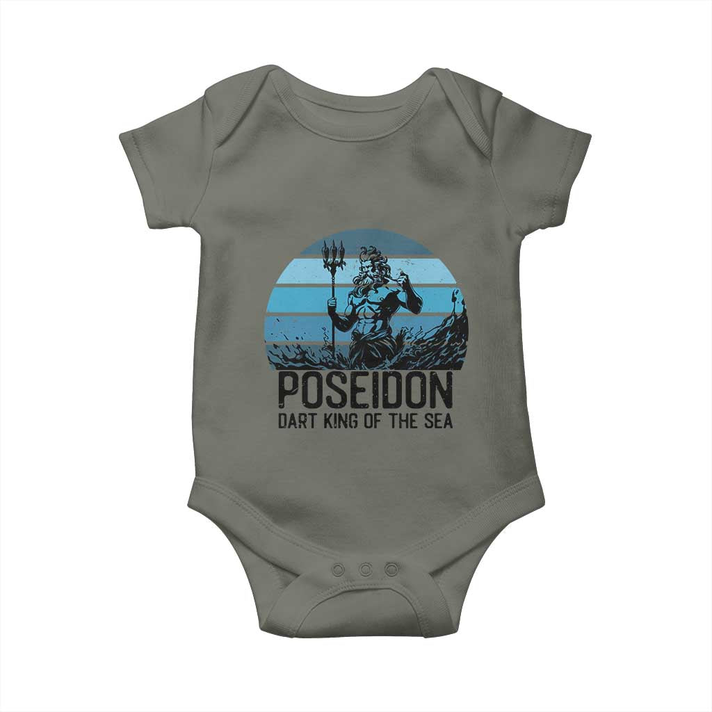 Ancient Greek Mythology Poseidon Dartist Baby Onesie Dart King Of The Sea Trident TS12 Military Green Print Your Wear