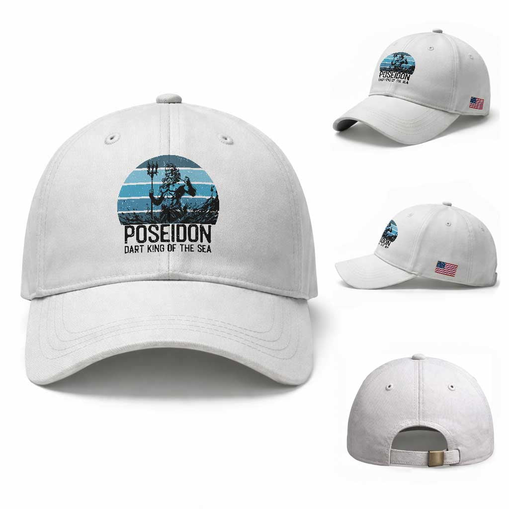 Ancient Greek Mythology Poseidon Dartist Baseball Cap Dart King Of The Sea Trident TS12 Baseball Cap Universal Fit White Print Your Wear