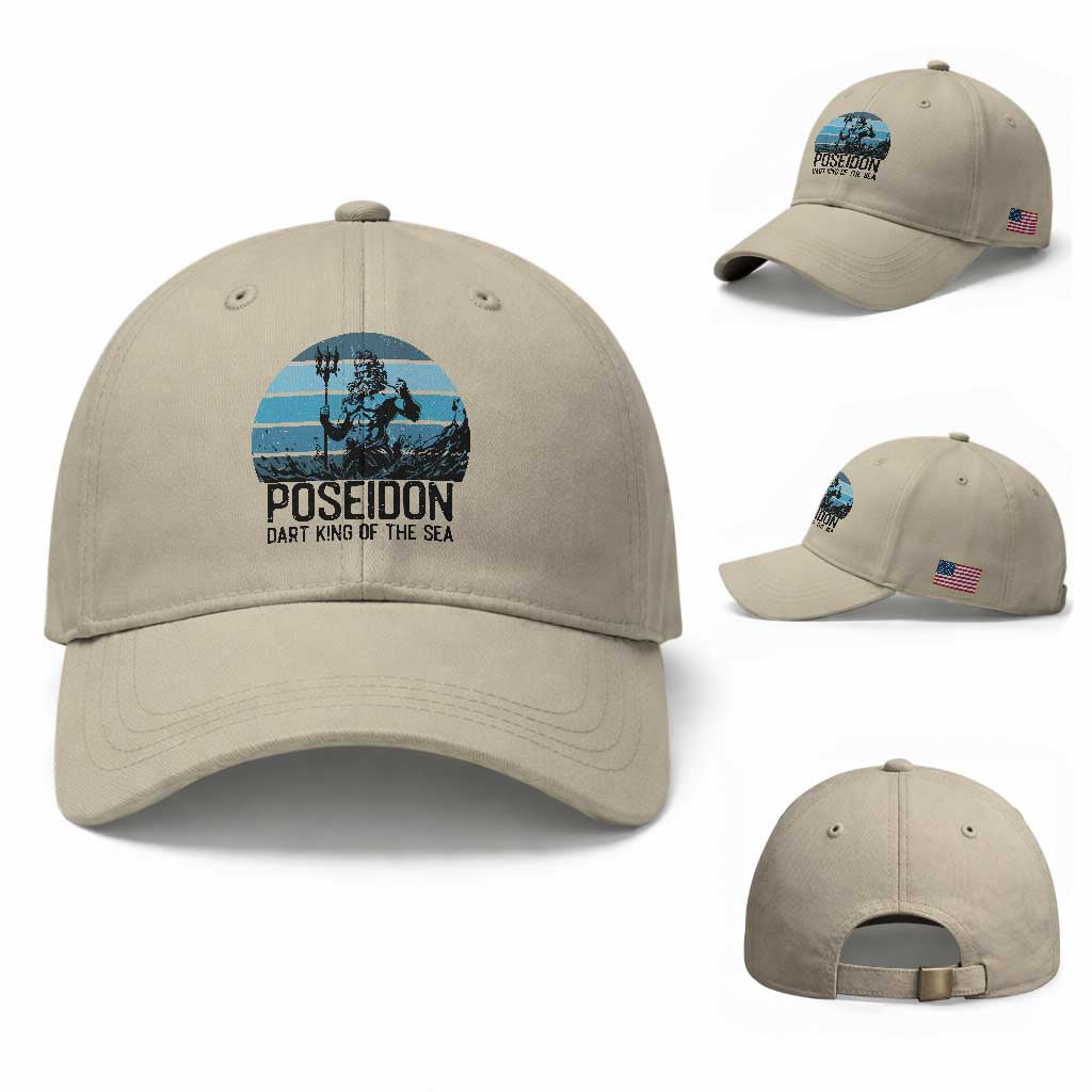 Ancient Greek Mythology Poseidon Dartist Baseball Cap Dart King Of The Sea Trident TS12 Baseball Cap Universal Fit Beige Print Your Wear