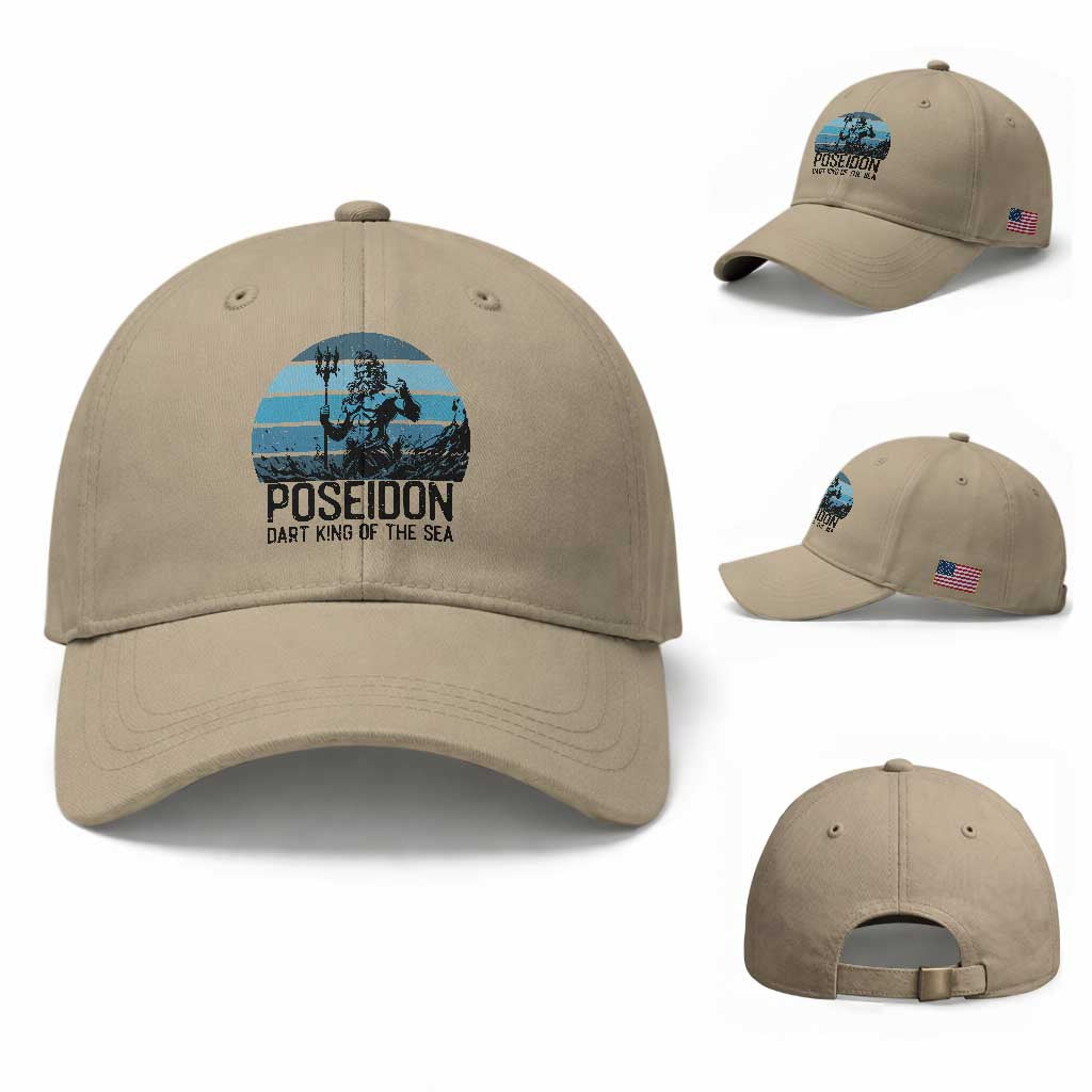 Ancient Greek Mythology Poseidon Dartist Baseball Cap Dart King Of The Sea Trident TS12 Baseball Cap Universal Fit Khaki Print Your Wear