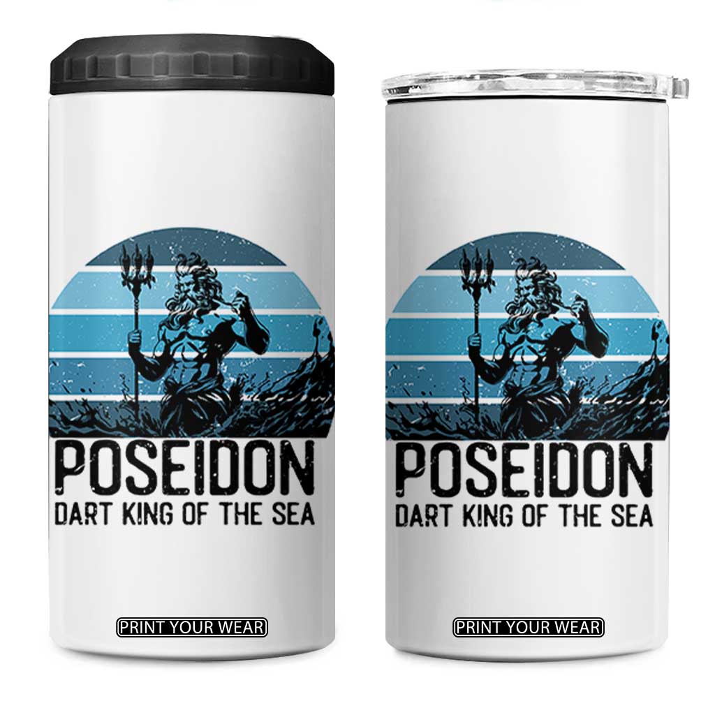 Ancient Greek Mythology Poseidon Dartist 4 in 1 Can Cooler Tumbler Dart King Of The Sea Trident TS12 One Size: 16 oz White Print Your Wear