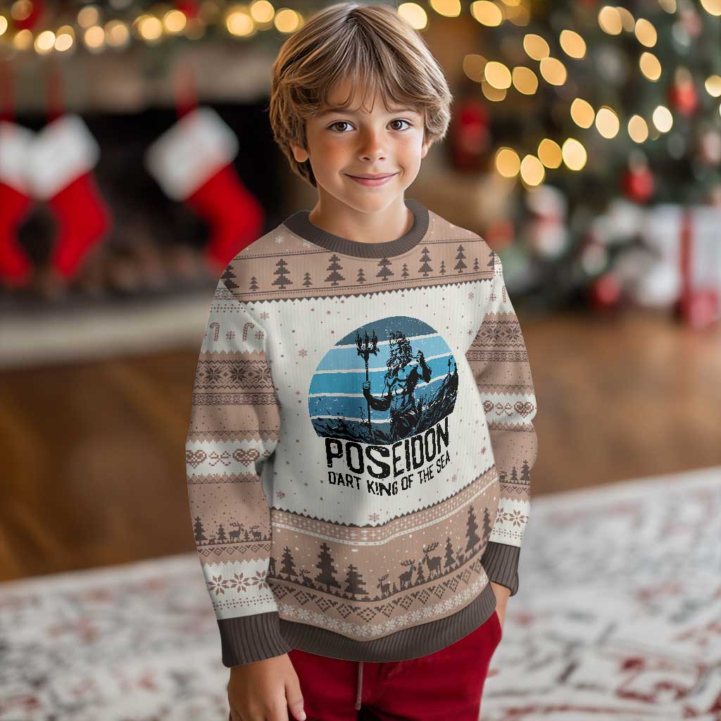 Ancient Greek Mythology Poseidon Dartist Ugly Christmas Sweater Dart King Of The Sea Trident TS12 Mocha Mousse Print Your Wear