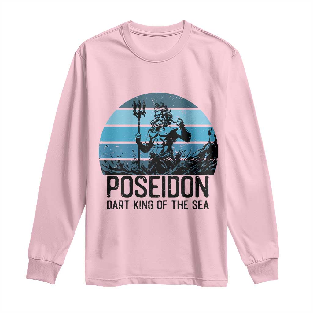 Ancient Greek Mythology Poseidon Dartist Long Sleeve Shirt Dart King Of The Sea Trident TS12 Light Pink Print Your Wear