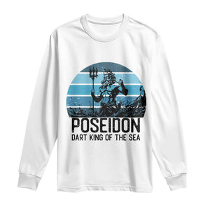 Ancient Greek Mythology Poseidon Dartist Long Sleeve Shirt Dart King Of The Sea Trident TS12 White Print Your Wear