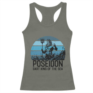 Ancient Greek Mythology Poseidon Dartist Racerback Tank Top Dart King Of The Sea Trident TS12 Military Green Print Your Wear