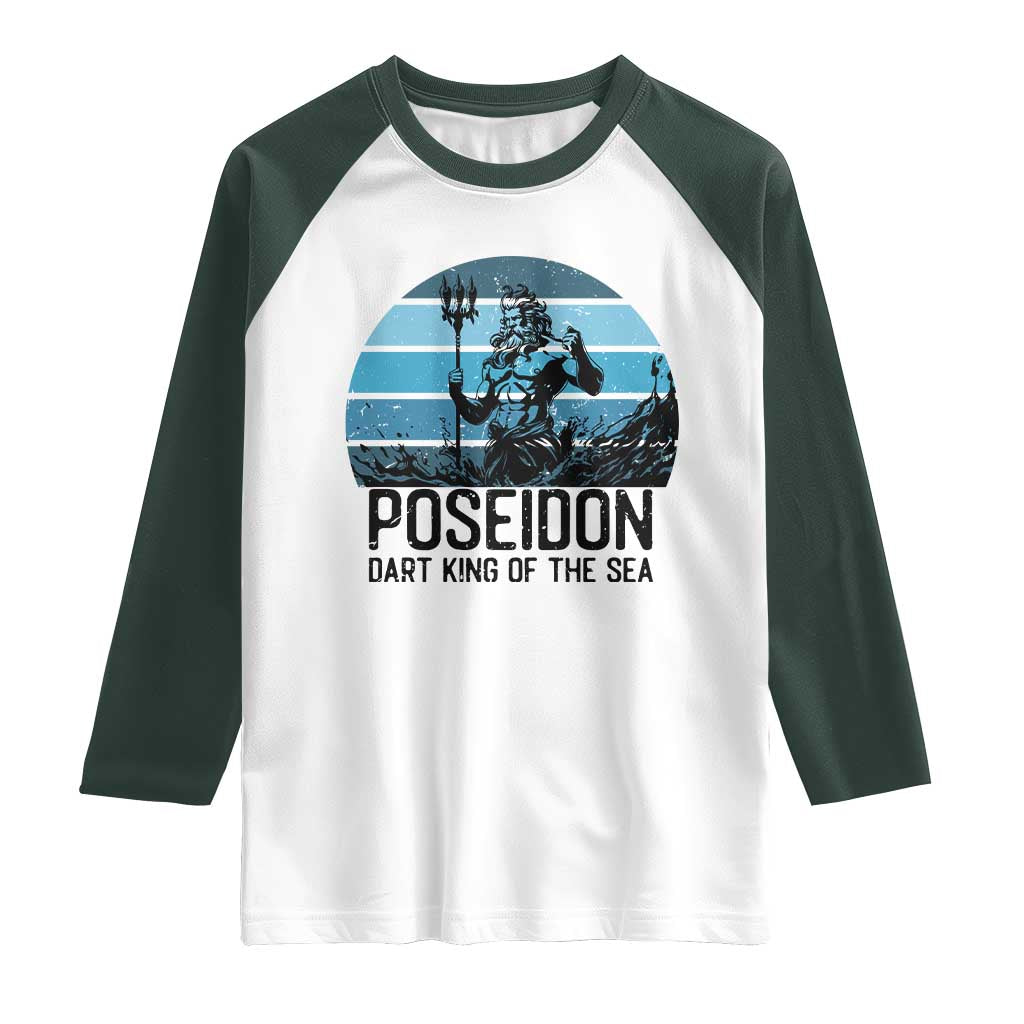 Ancient Greek Mythology Poseidon Dartist Raglan Shirt Dart King Of The Sea Trident TS12 White Dark Forest Green Print Your Wear