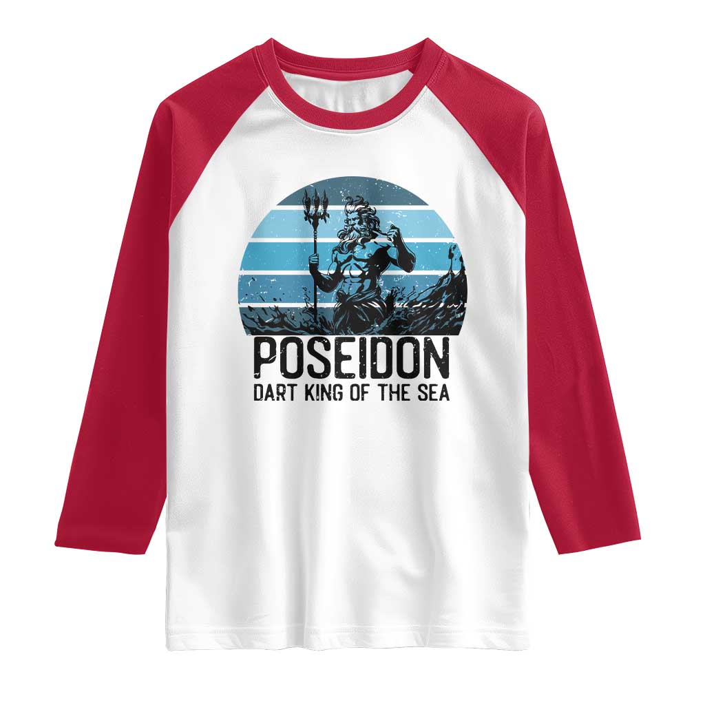 Ancient Greek Mythology Poseidon Dartist Raglan Shirt Dart King Of The Sea Trident TS12 White Red Print Your Wear