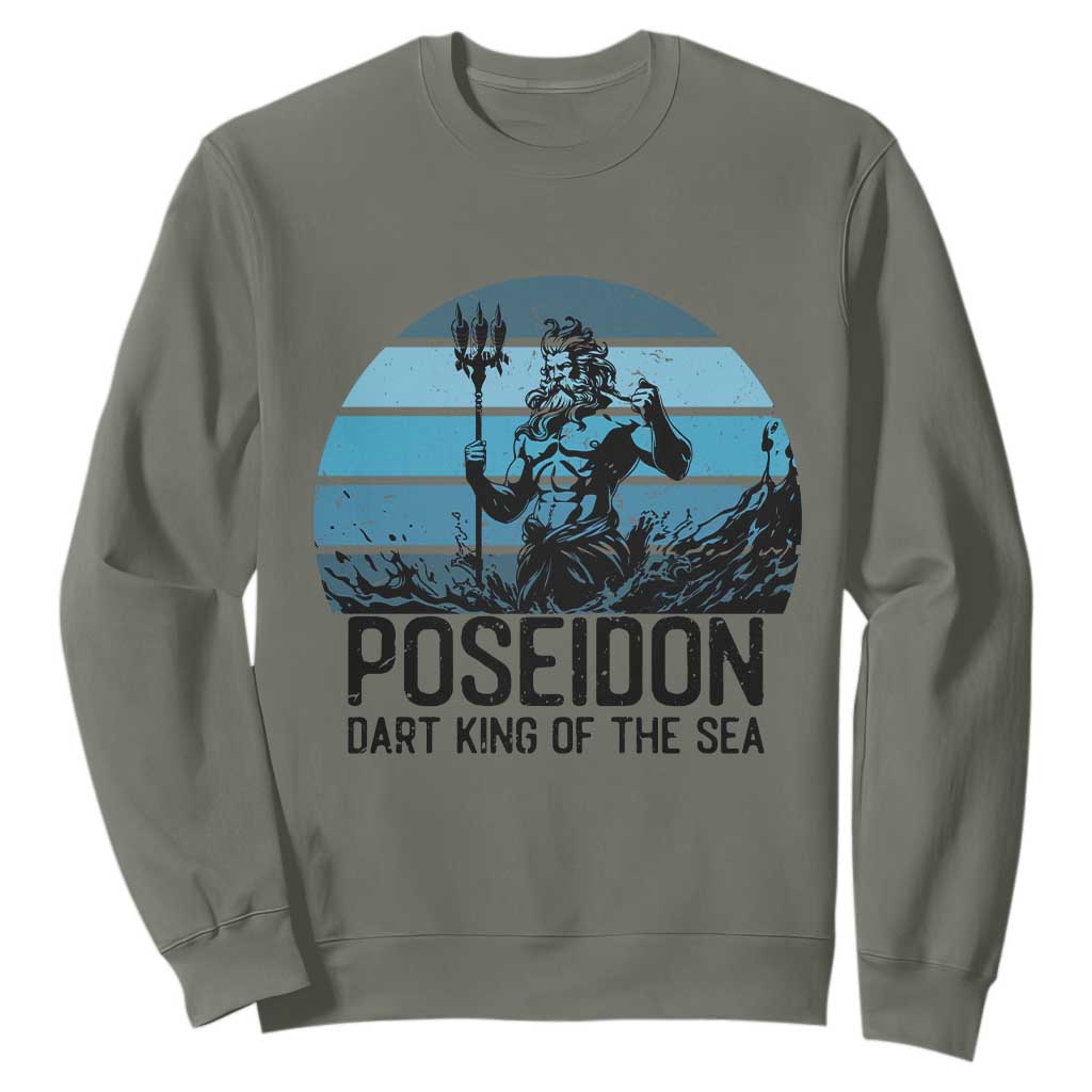 Ancient Greek Mythology Poseidon Dartist Sweatshirt Dart King Of The Sea Trident TS12 Military Green Print Your Wear