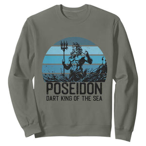 Ancient Greek Mythology Poseidon Dartist Sweatshirt Dart King Of The Sea Trident TS12 Military Green Print Your Wear