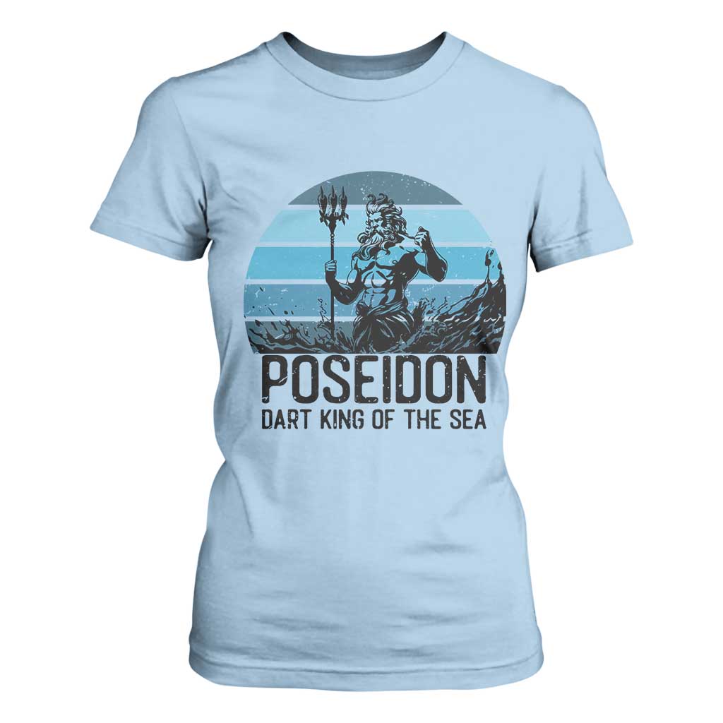 Ancient Greek Mythology Poseidon Dartist T Shirt For Women Dart King Of The Sea Trident TS12 Light Blue Print Your Wear