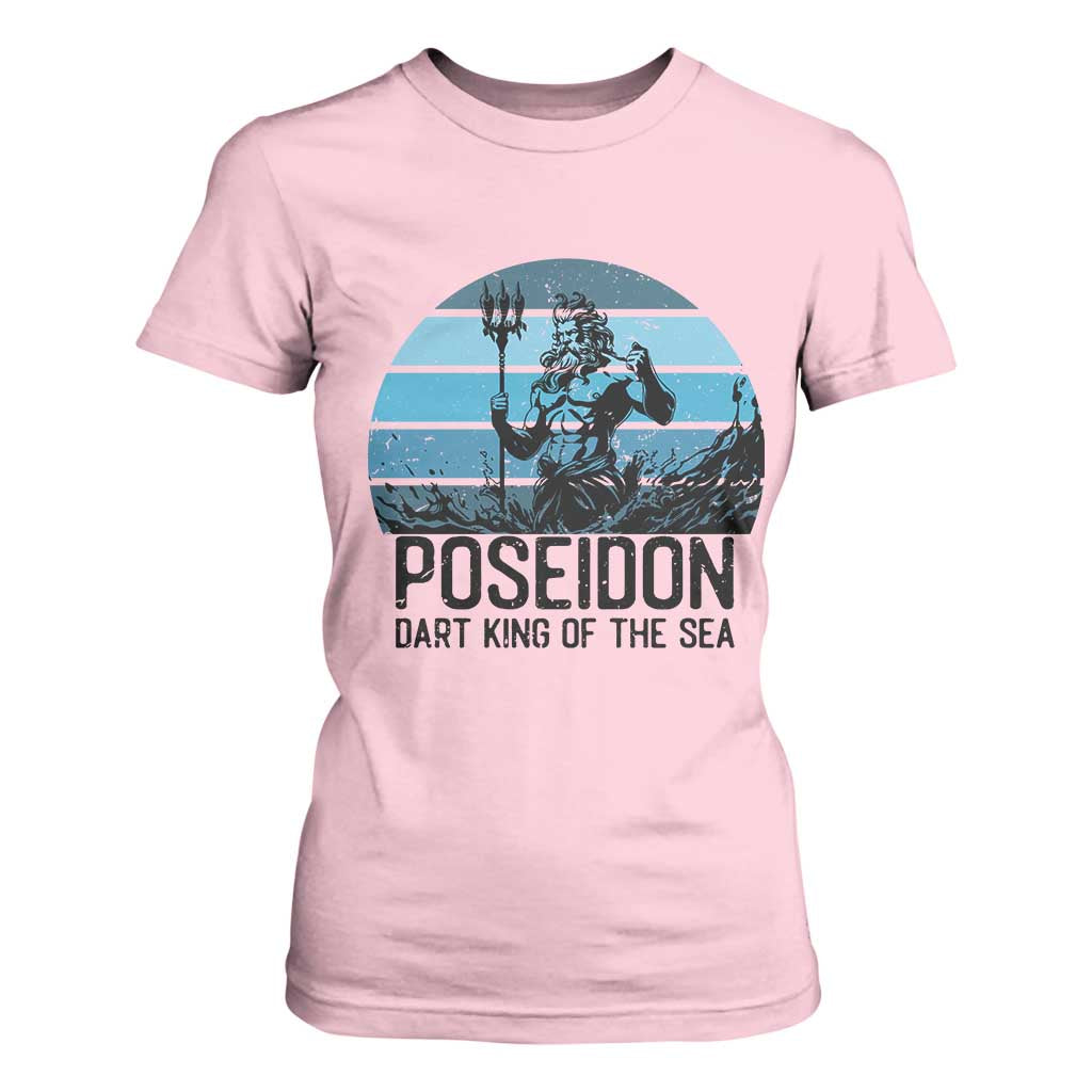 Ancient Greek Mythology Poseidon Dartist T Shirt For Women Dart King Of The Sea Trident TS12 Light Pink Print Your Wear