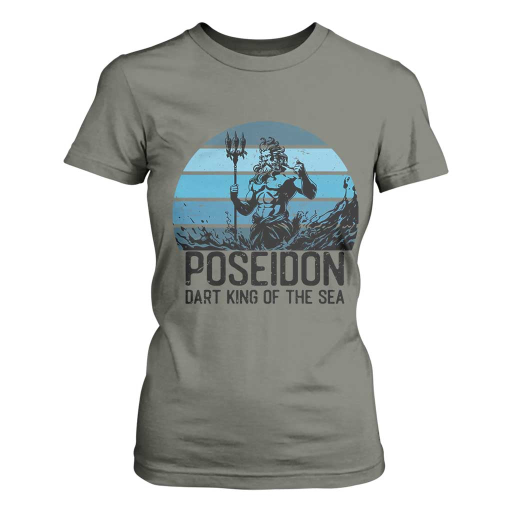 Ancient Greek Mythology Poseidon Dartist T Shirt For Women Dart King Of The Sea Trident TS12 Military Green Print Your Wear