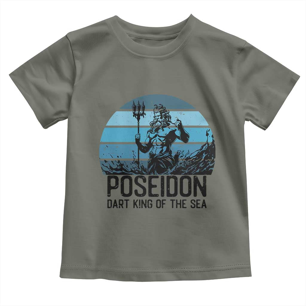 Ancient Greek Mythology Poseidon Dartist Toddler T Shirt Dart King Of The Sea Trident TS12 Military Green Print Your Wear