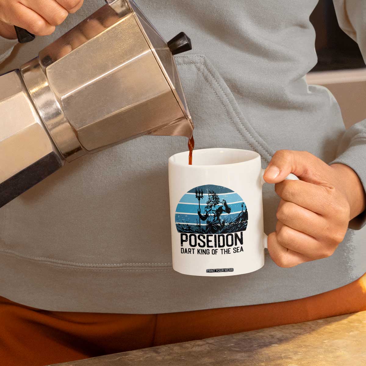 Ancient Greek Mythology Poseidon Dartist Coffee Mug Dart King Of The Sea Trident TS12 Print Your Wear