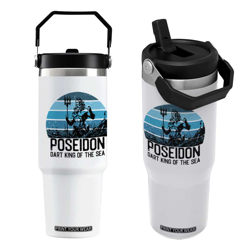 Ancient Greek Mythology Poseidon Dartist Flip Straw Tumbler Dart King Of The Sea Trident TS12 One Size: 30 oz White Print Your Wear