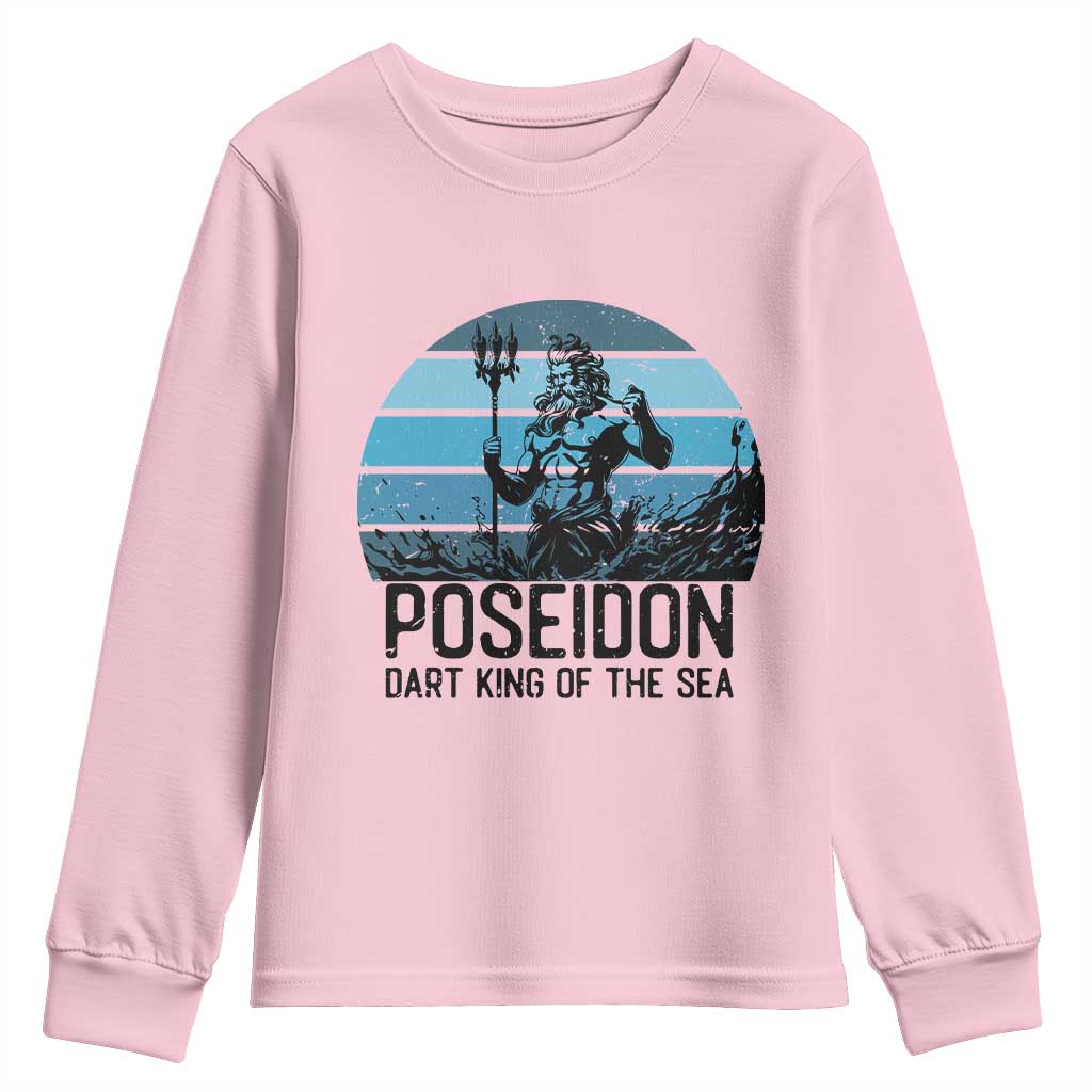 Ancient Greek Mythology Poseidon Dartist Youth Sweatshirt Dart King Of The Sea Trident TS12 Light Pink Print Your Wear