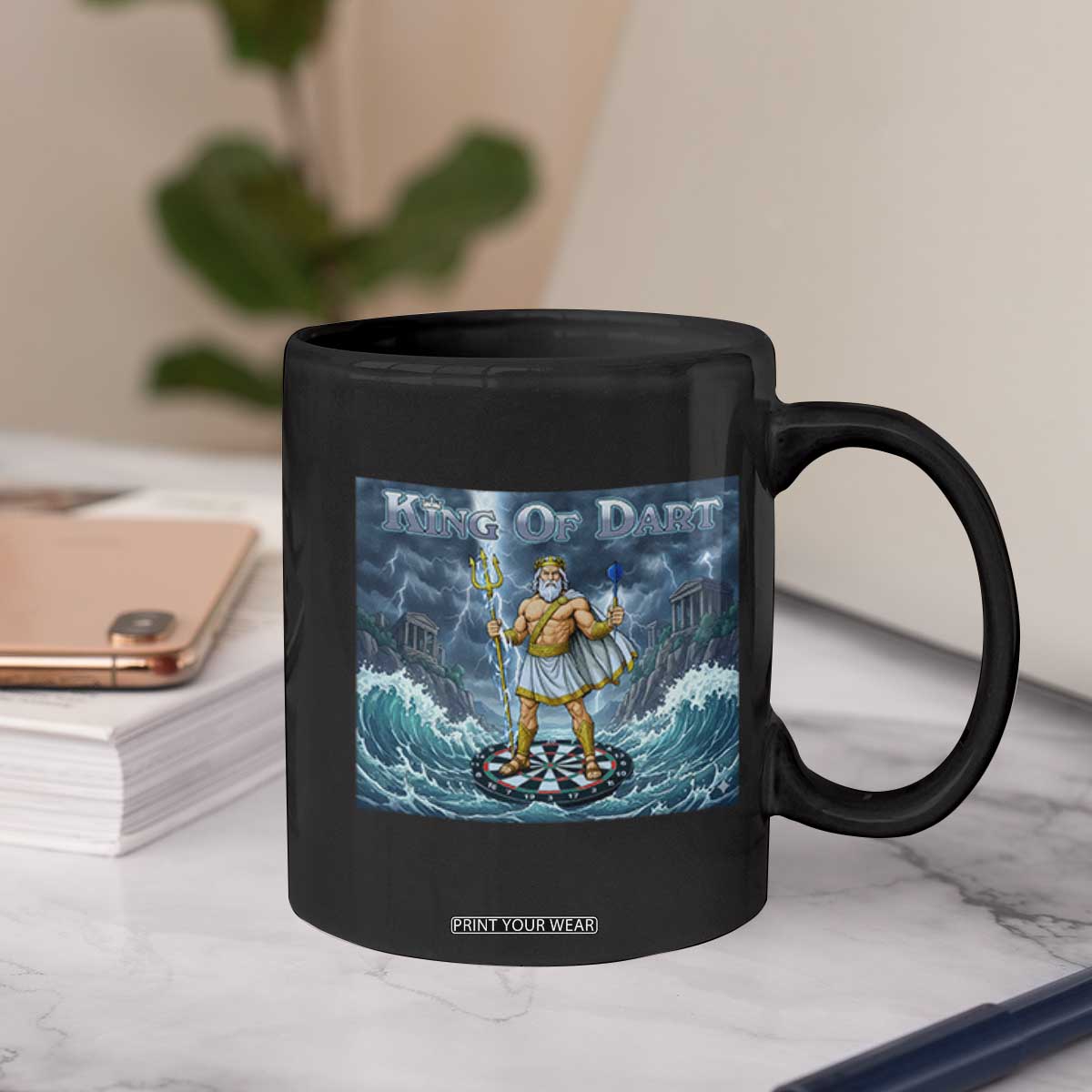 Greek Mythology Poseidon Dart Player Coffee Mug King Of Dart Trident Thrower TS12 Print Your Wear