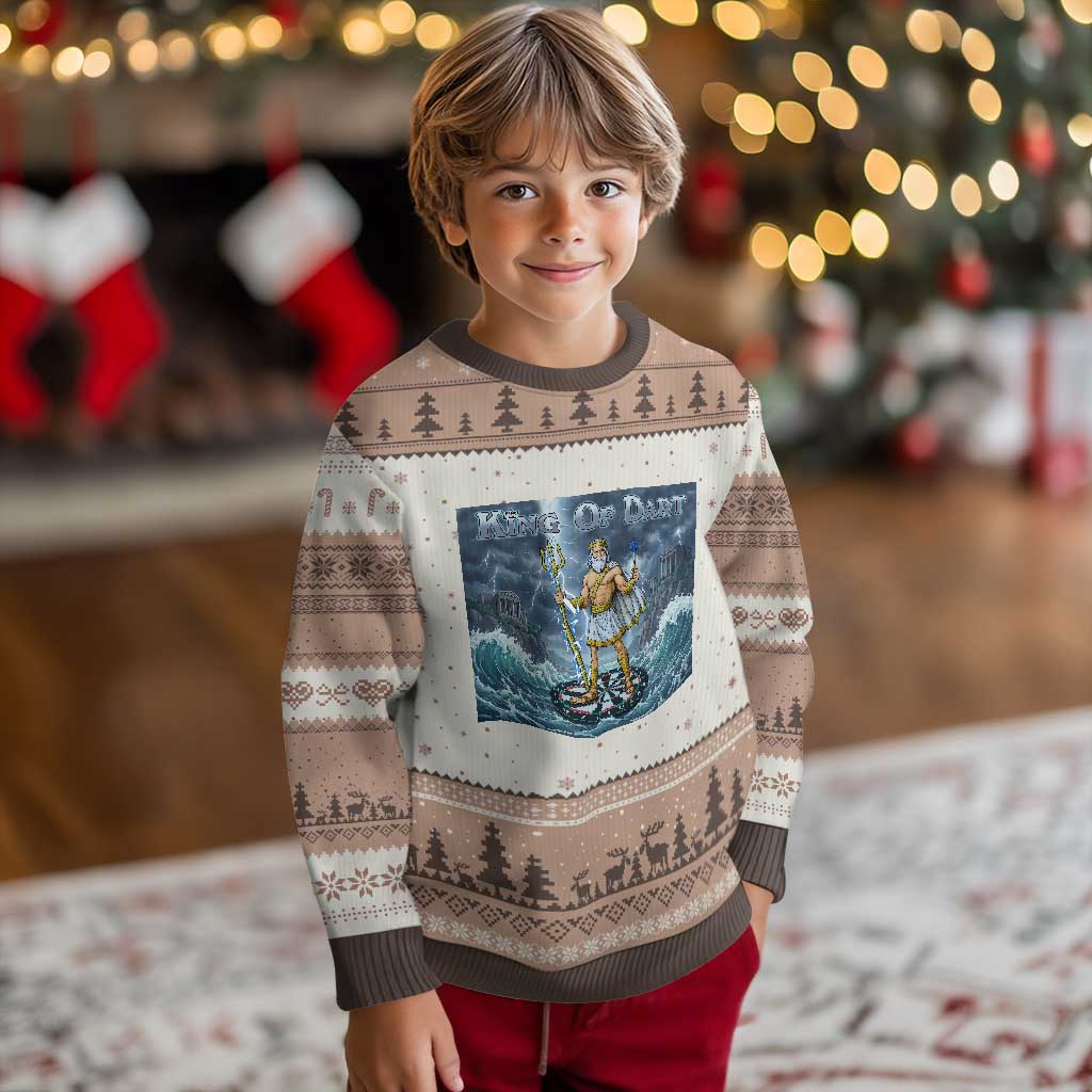 Greek Mythology Poseidon Dart Player Ugly Christmas Sweater King Of Dart Trident Thrower TS12 Mocha Mousse Print Your Wear