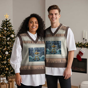 Greek Mythology Poseidon Dart Player V-Neck Knit Sweater Vest King Of Dart Trident Thrower TS12 Mocha Mousse Print Your Wear
