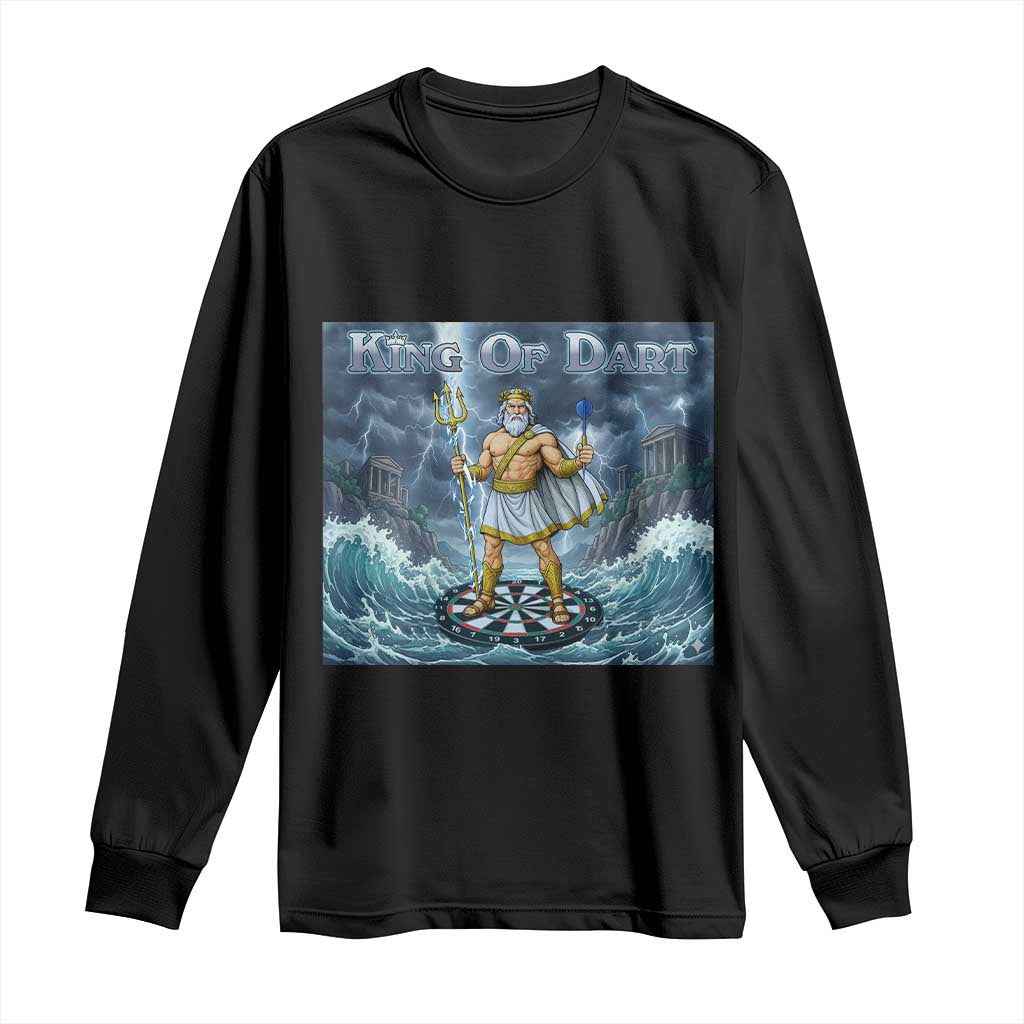Greek Mythology Poseidon Dart Player Long Sleeve Shirt King Of Dart Trident Thrower TS12 Black Print Your Wear